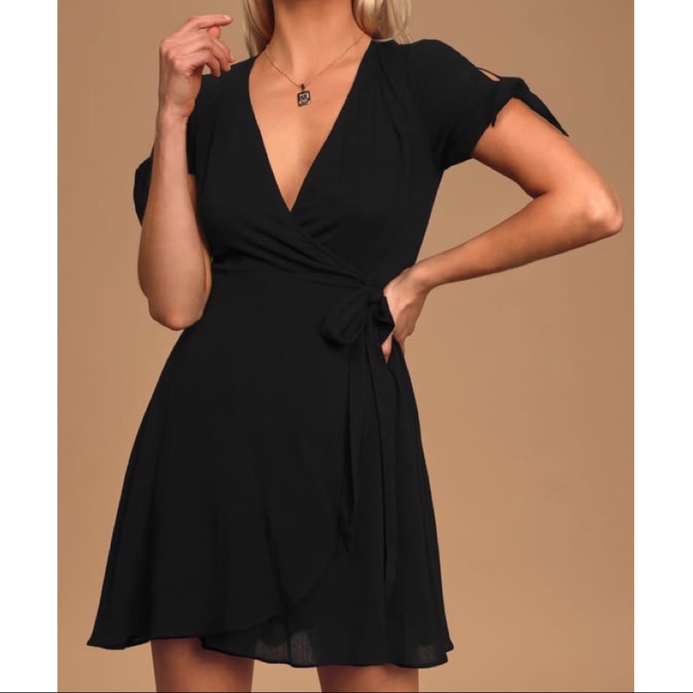 Lulu’s Black Wrap Mini Dress